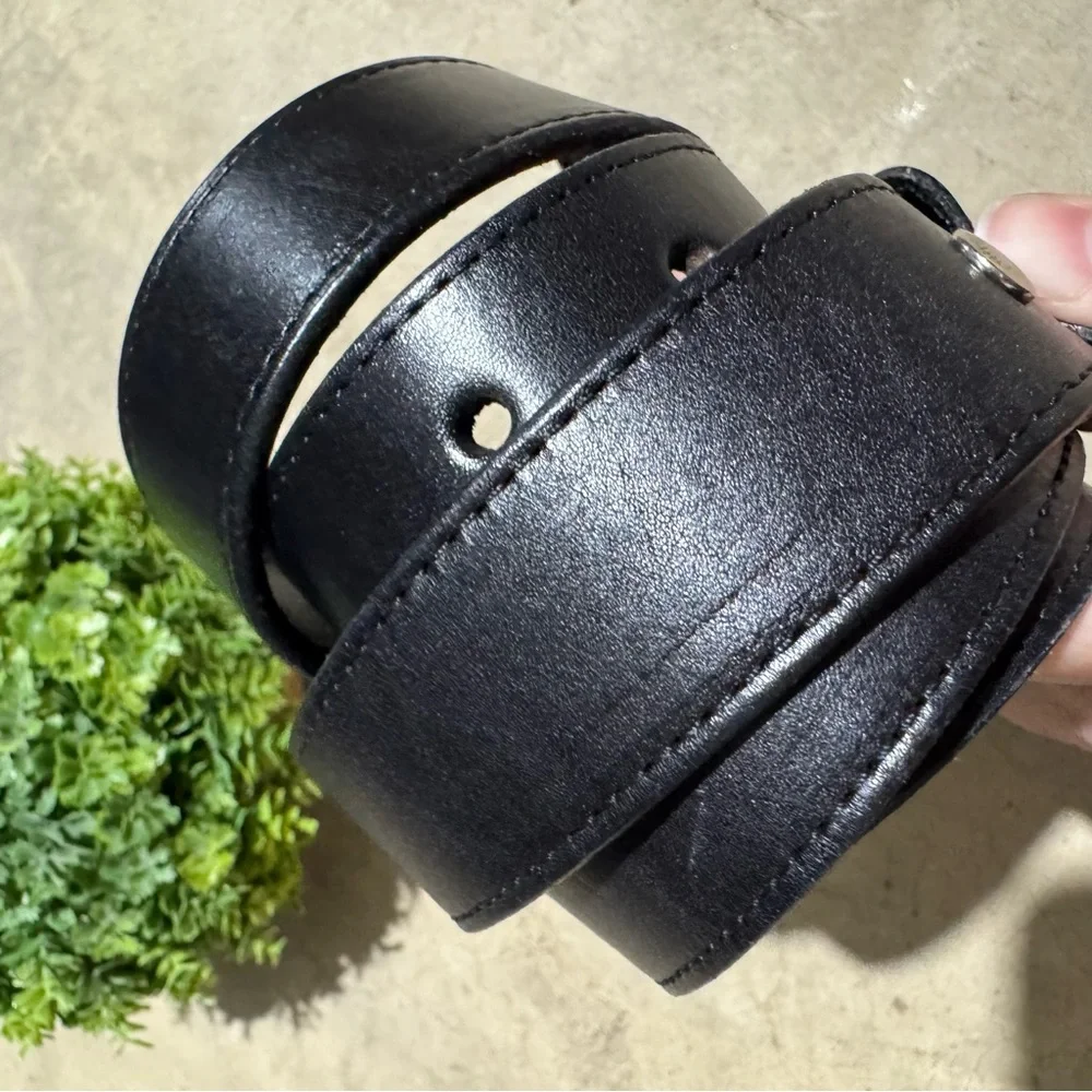 Black Leather Classic Belt Men Size 44 Business Casual‎ Quiet Luxury Old Money